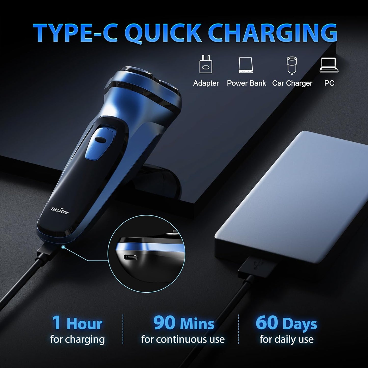 BNIB-Sejoy Electric Razor for Men,Electric Shavers for Men,Face Shaver, Cordless Washable,-$15