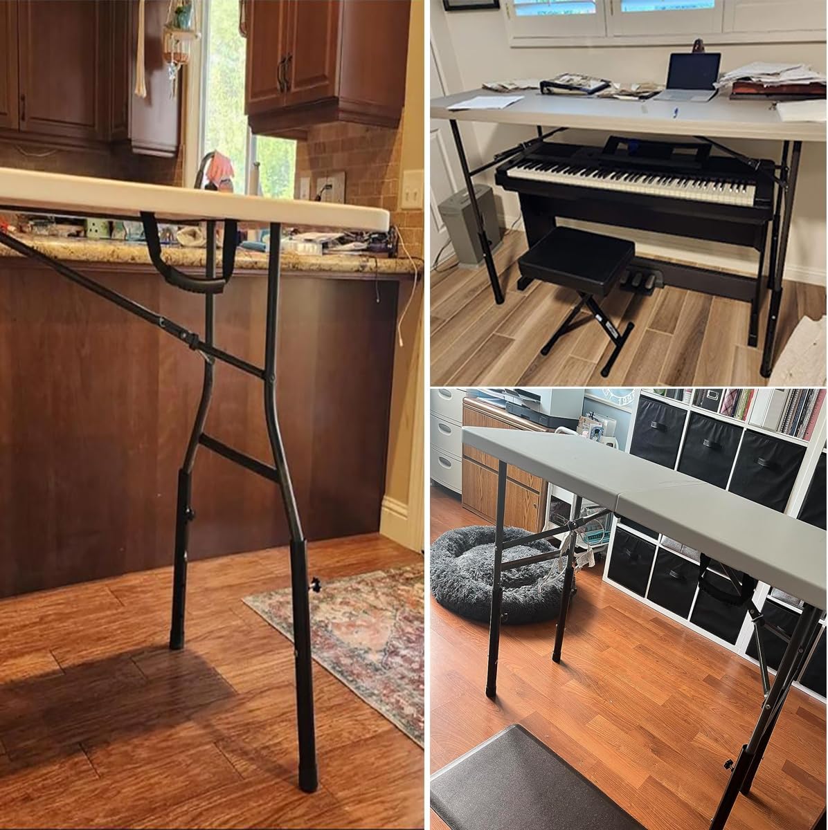 BNIB-Table Leg Extensions for Straight/Bent Folding Tables, Metal Extenders, Reduces Stooped Work, (4 Pack)