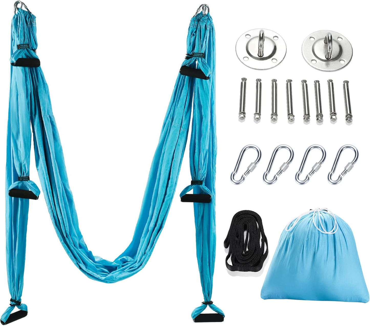 BNIB-Aerial Yoga Swing Sling Strong Yoga Hammock Kit Set with Ceiling Mounts & Daisy Chains (Blue Kit),-$50