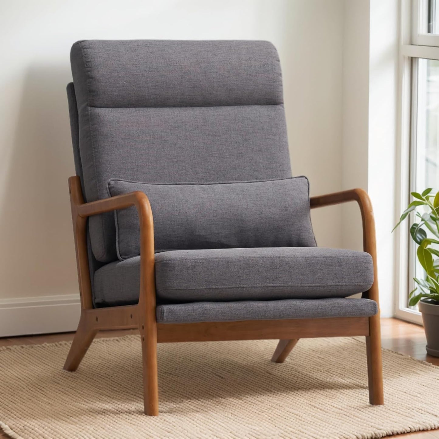Brand New Assemble Karl Home Accent Chair Mid-Century Modern Chair with Pillow Upholstered,-$130