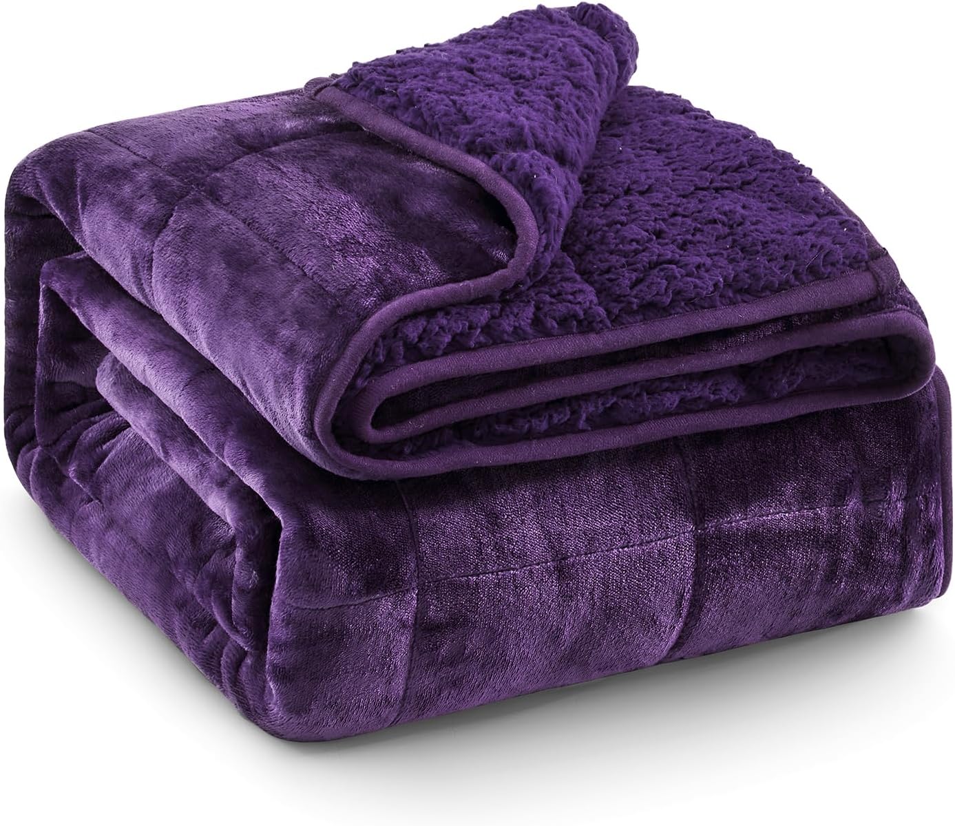 BNIB-Super Soft Fuzzy Sherpa Fleece Weighted Blanket, 20 lbs Dual Sided Fluffy Heavy Weighted Blanket(Purple),-$50