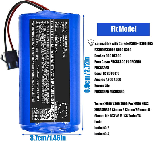 BNIB-14.4V 2600mAh Replacement Battery for Amarey A800 A900, iMartin C800, Tesvor X500,-$20