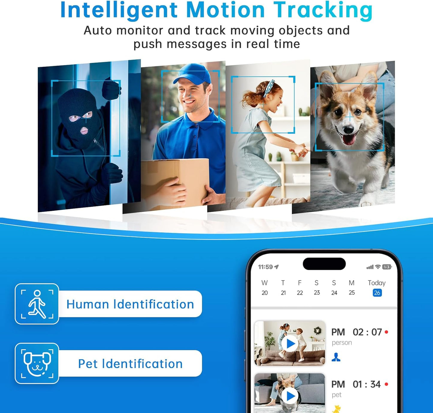 BNIB-Indoor Security Camera, 1080P Camera, 2.4GHz WiFi Security Cameras Wireless Indoor,-$20