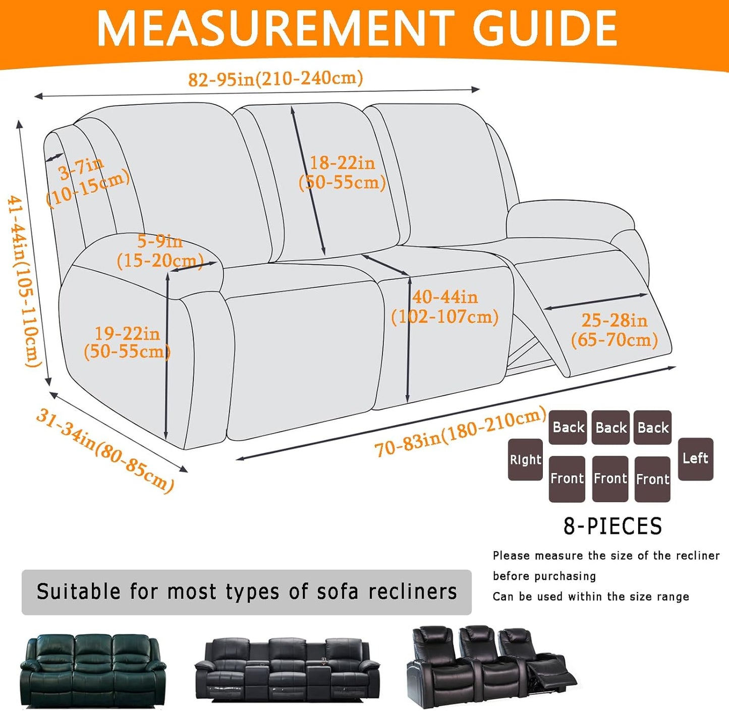 BNIB-Reclining Couch Covers Loveseat Recliner Chair Slip Covers Leather Waterproof Stretch Sofa Covers,-$20
