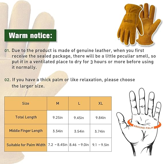 BNIB- Gardening Work Gloves Leather,Garden Men Women Thorn Proof Cowhide Gardening Gloves,-$10/pair