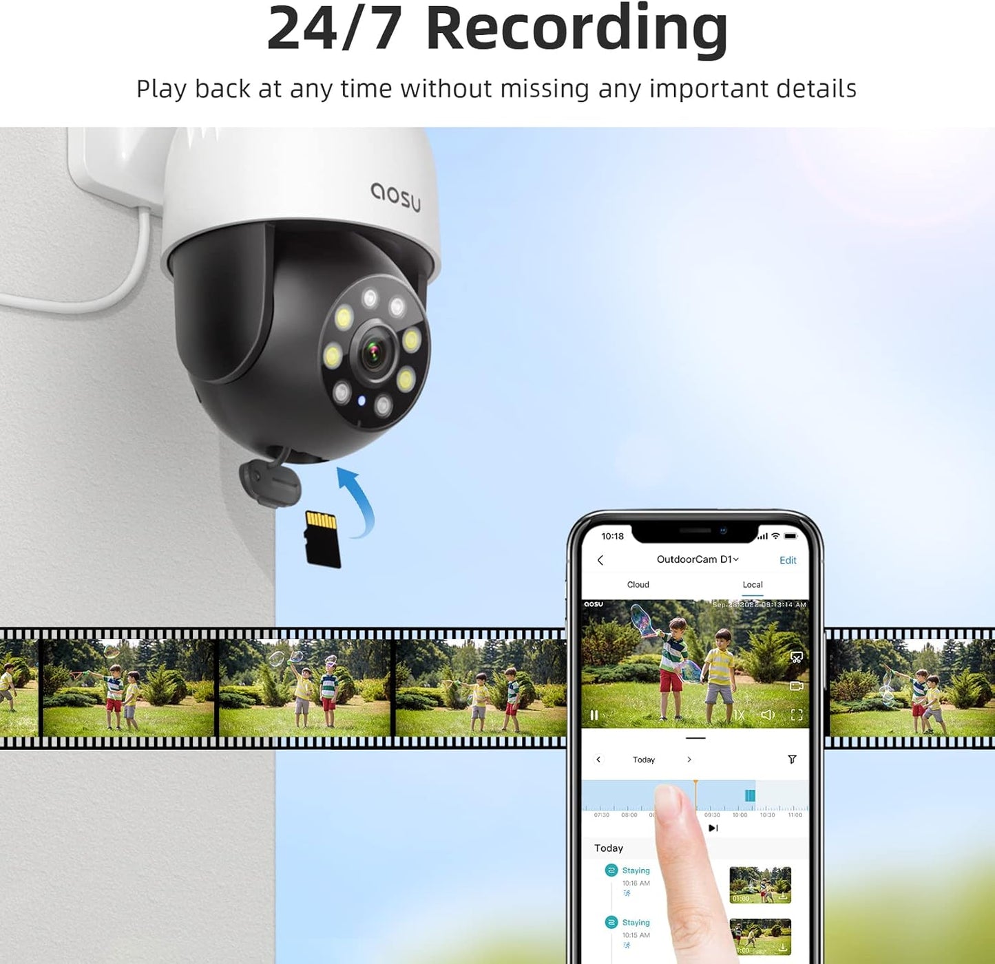 BNIB-AOSU 2K Outdoor Security Camera with 360° Pan-Tilt, WiFi Camera Surveillance Exterieur,-$50