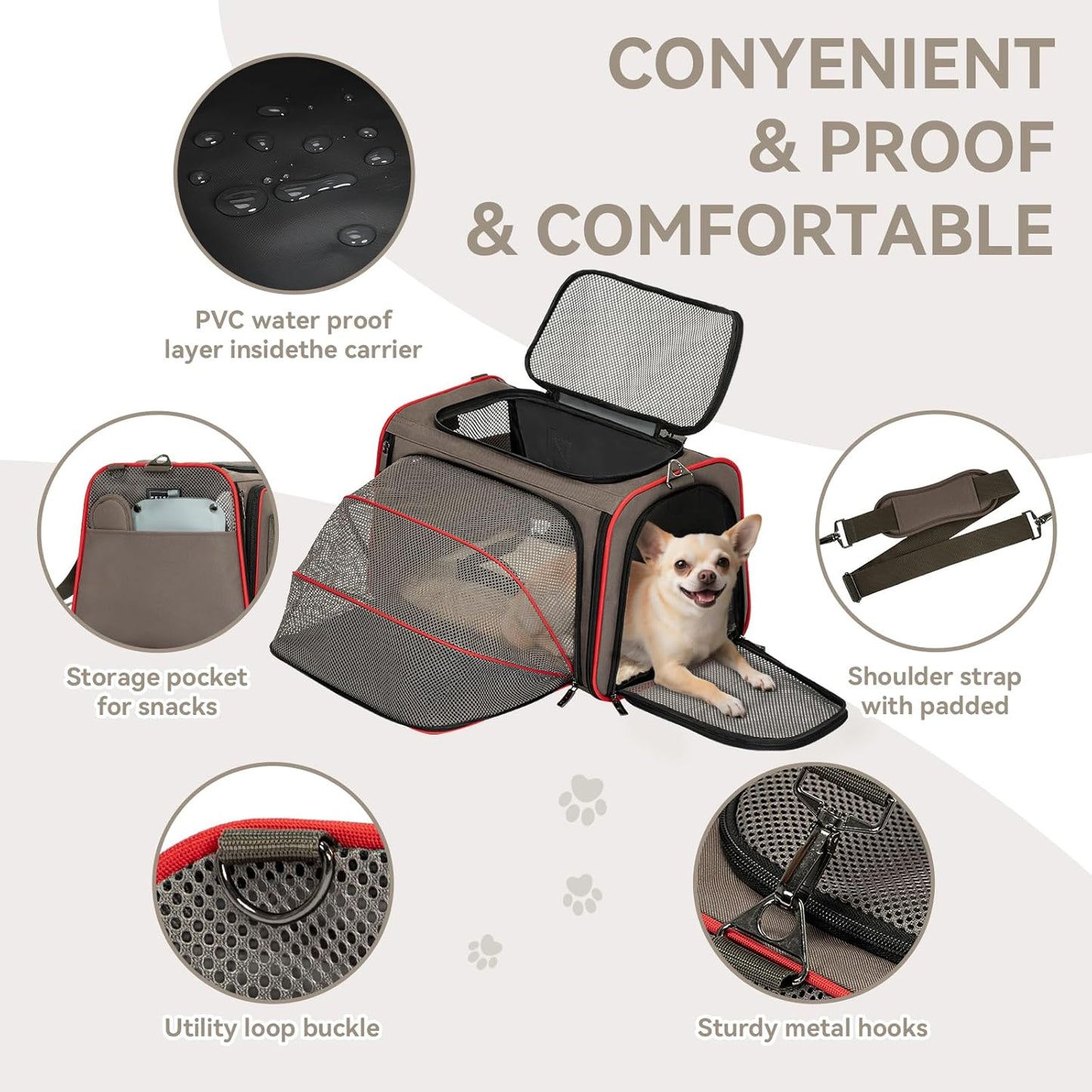 BNIB-Petsfit Expandable Cat Carrier Dog Carriers,Airline Approved Soft-Pet Travel Washable Carrier,-$40