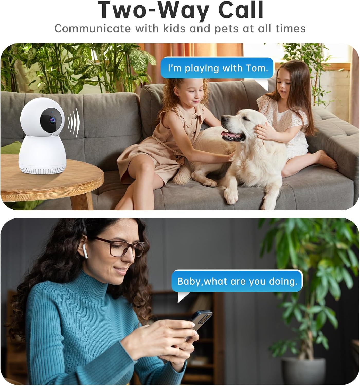 BNIB-Indoor Security Camera, 1080P Camera, 2.4GHz WiFi Security Cameras Wireless Indoor,-$20