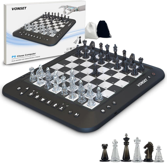 BNIB-Vonset P6 Computer Chess Game Talking Smart Chess Board Electronic Chess Set