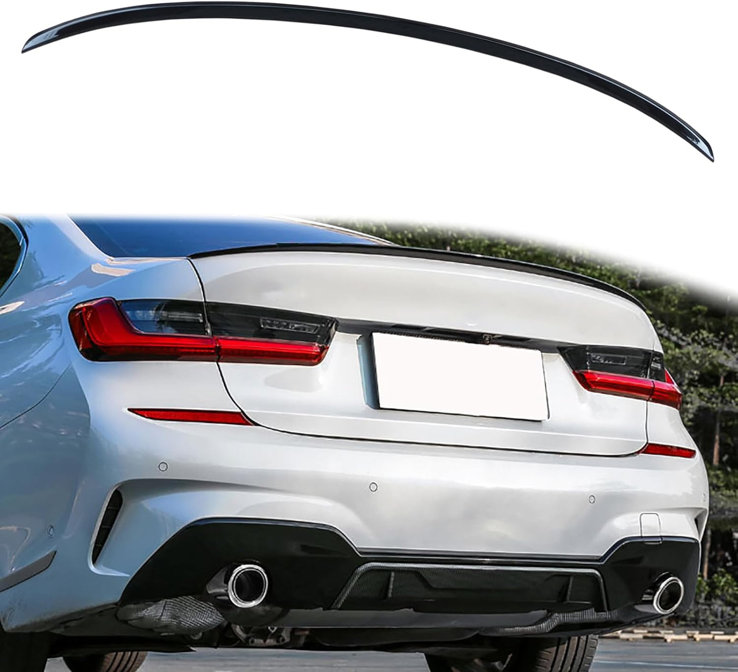 BNIB-NINTE Rear Spoiler for BMW 3 Series G20 Sedan 2019 to 2025 ABS Gloss Black Rear Trunk Splitter Wing