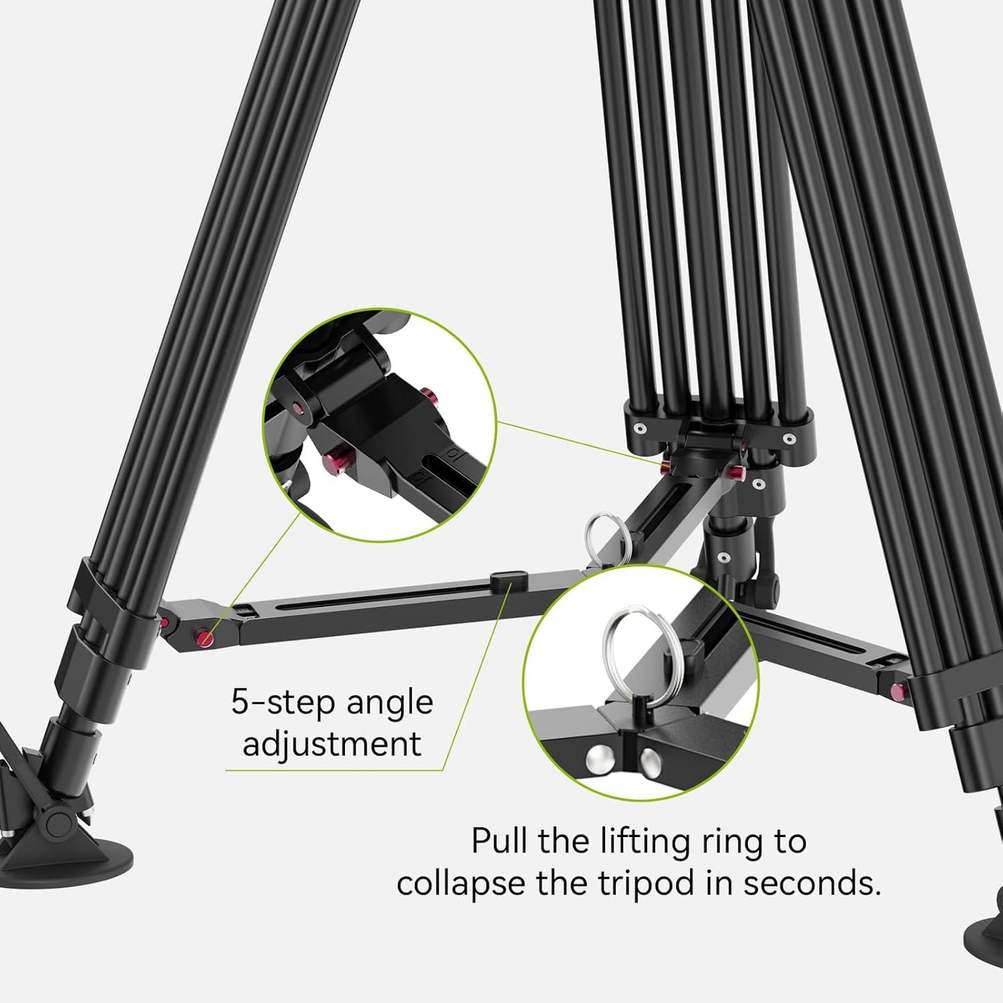 BNIB-Ulanzi Video Fast Heavy Duty Tripod Kit T048 Aluminum Alloy Tripod & Fluid Head,