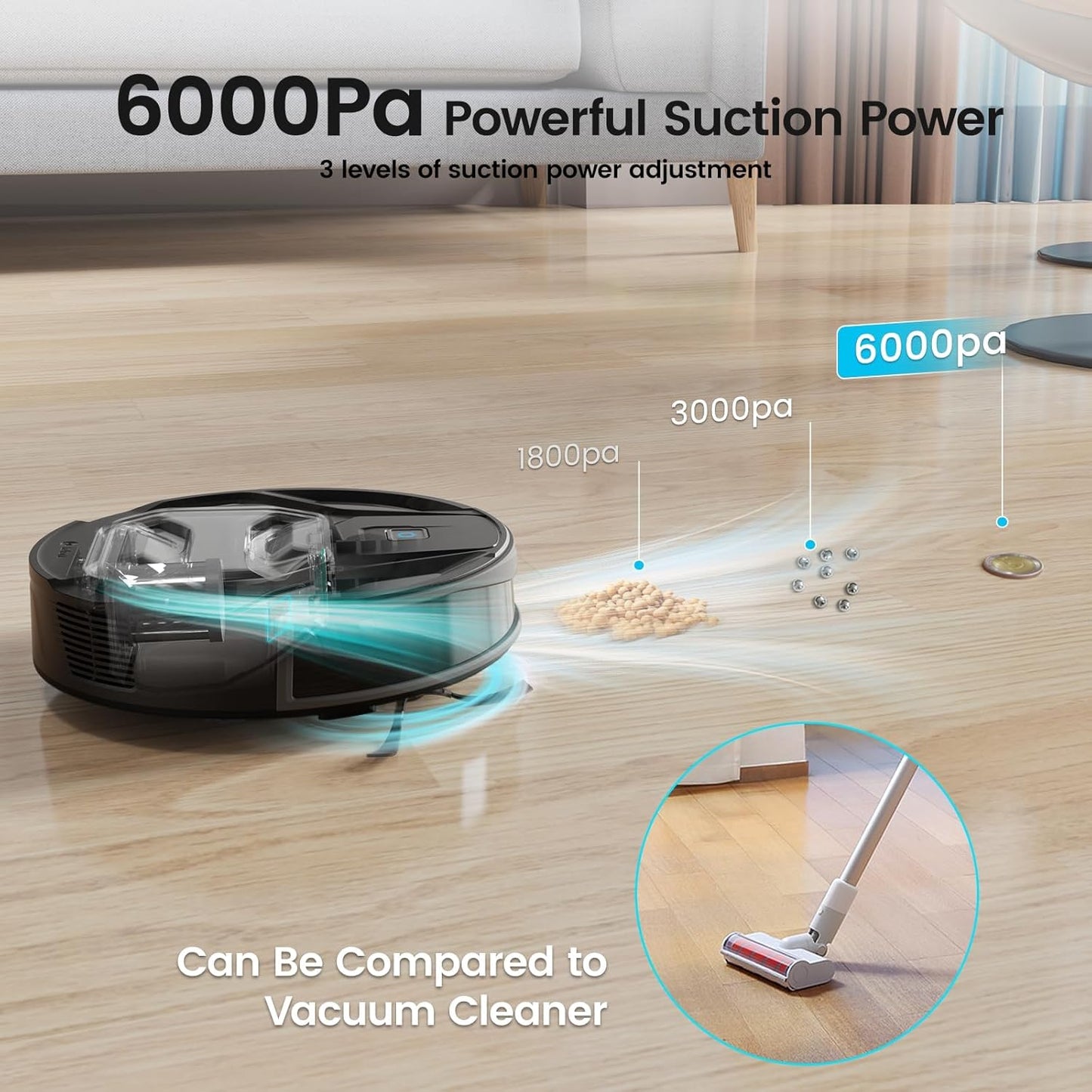 BNIB-Lefant M320 Robot Vacuum and Mop Combo, 6000Pa Strong Suction Robotic Vacuum Cleaner,-$120