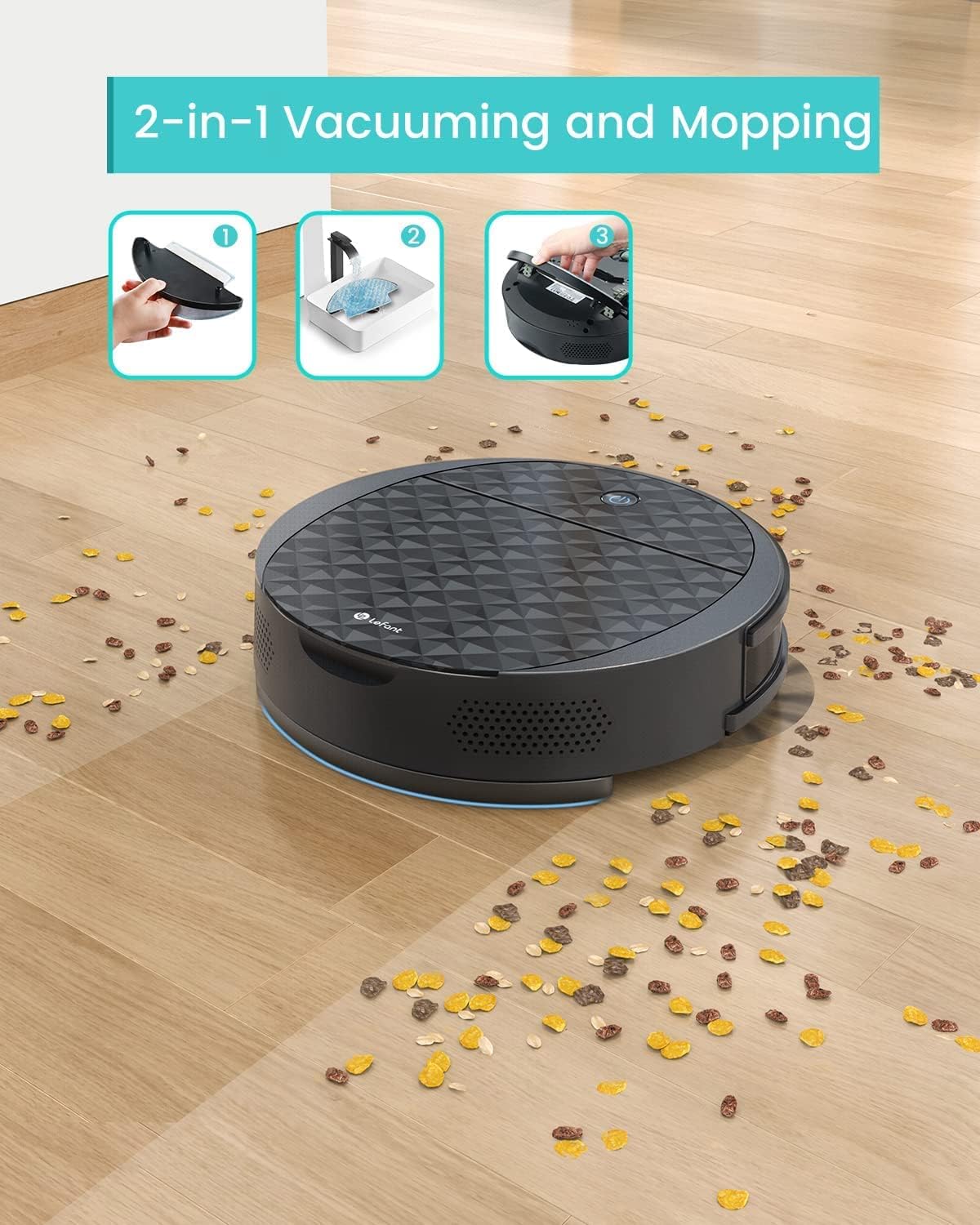 BNIB-Lefant M213S Robot Vacuum and Mop, 3200Pa Strong Suction, 150 Mins Runtime, Wi-Fi/App/Alexa,-$120