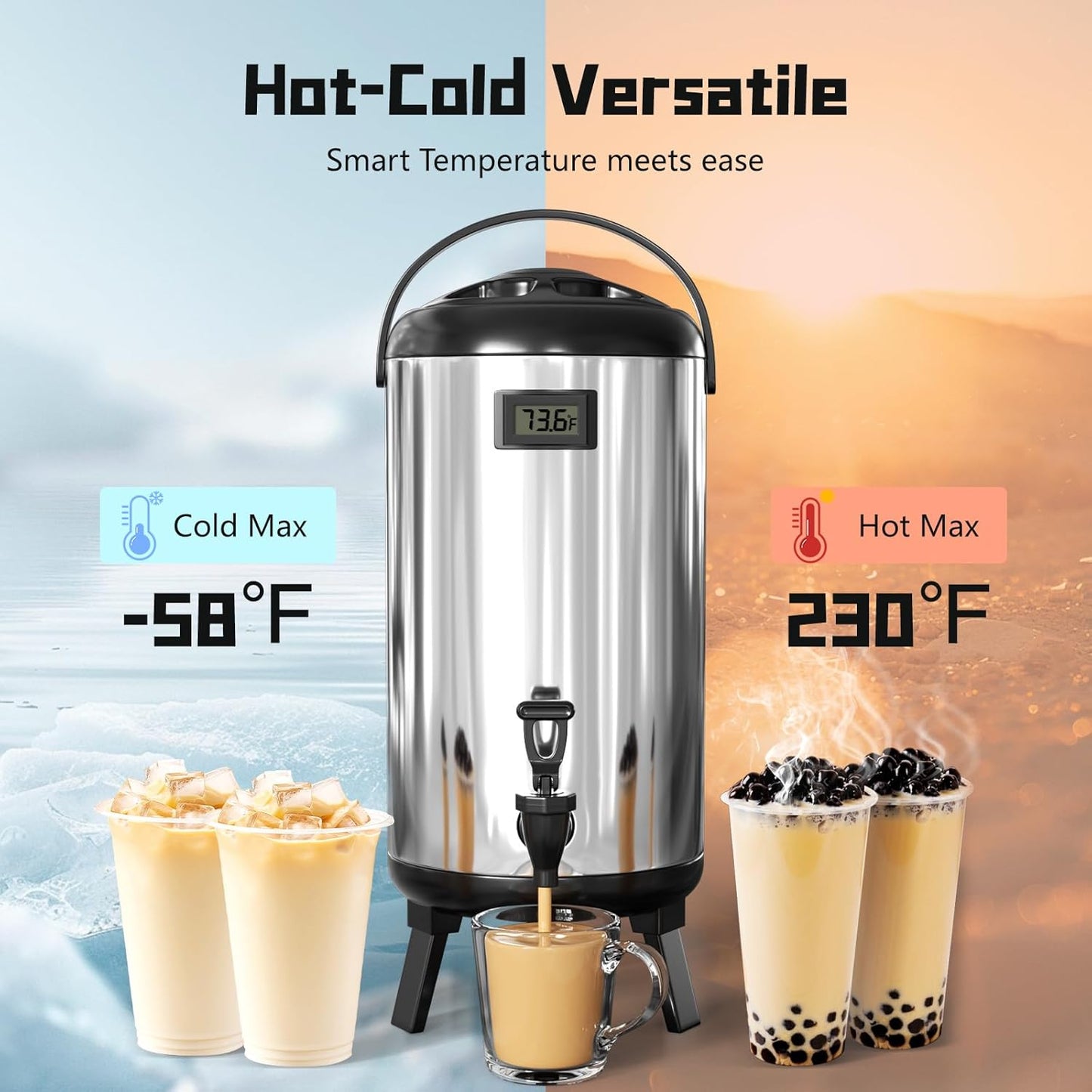 BNIB-3.2 Gallon/12 L Insulated Beverage Dispenser, Thermal Hot&Cold Water Dispenser with Spigot,-$50