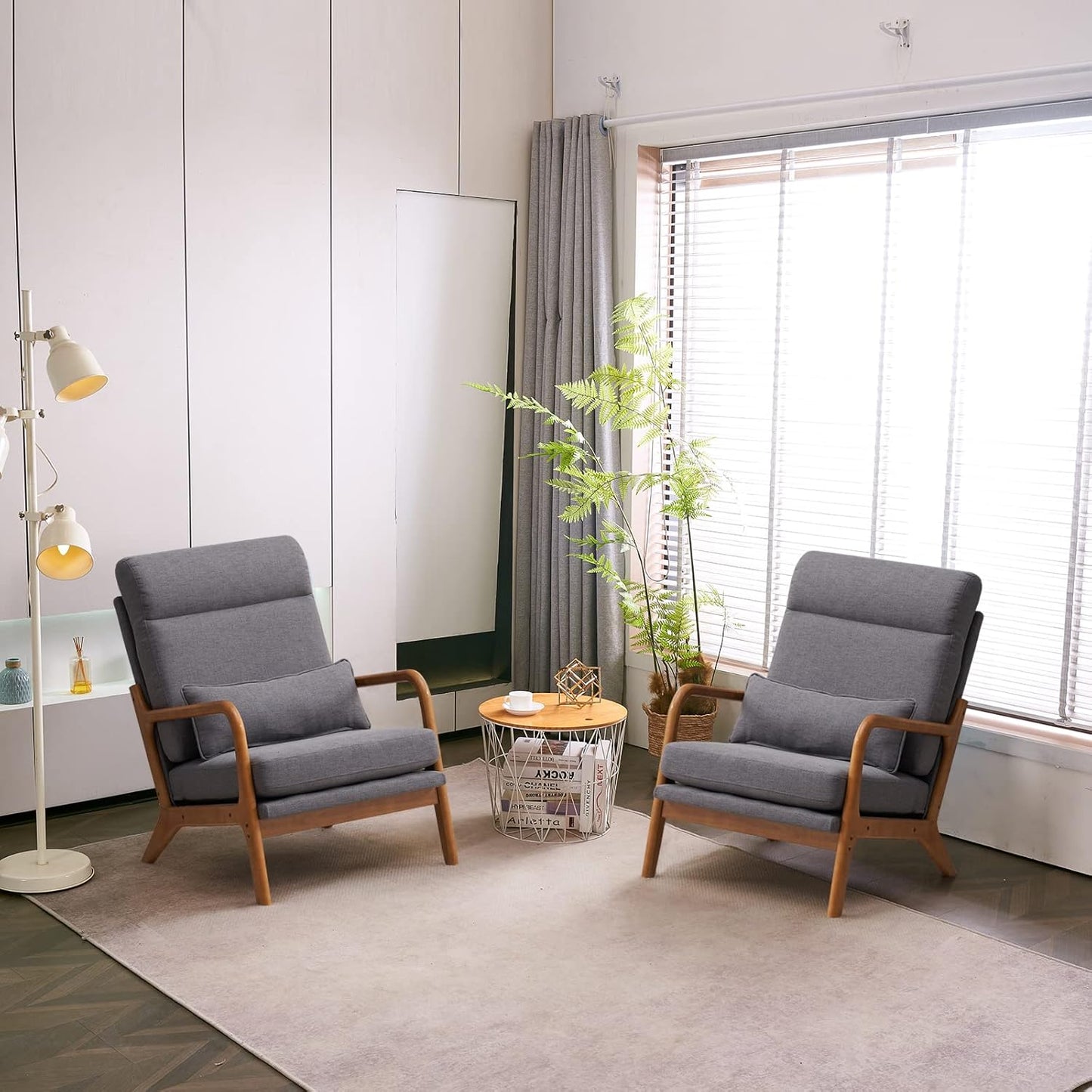 Brand New Assemble Karl Home Accent Chair Mid-Century Modern Chair with Pillow Upholstered,-$130