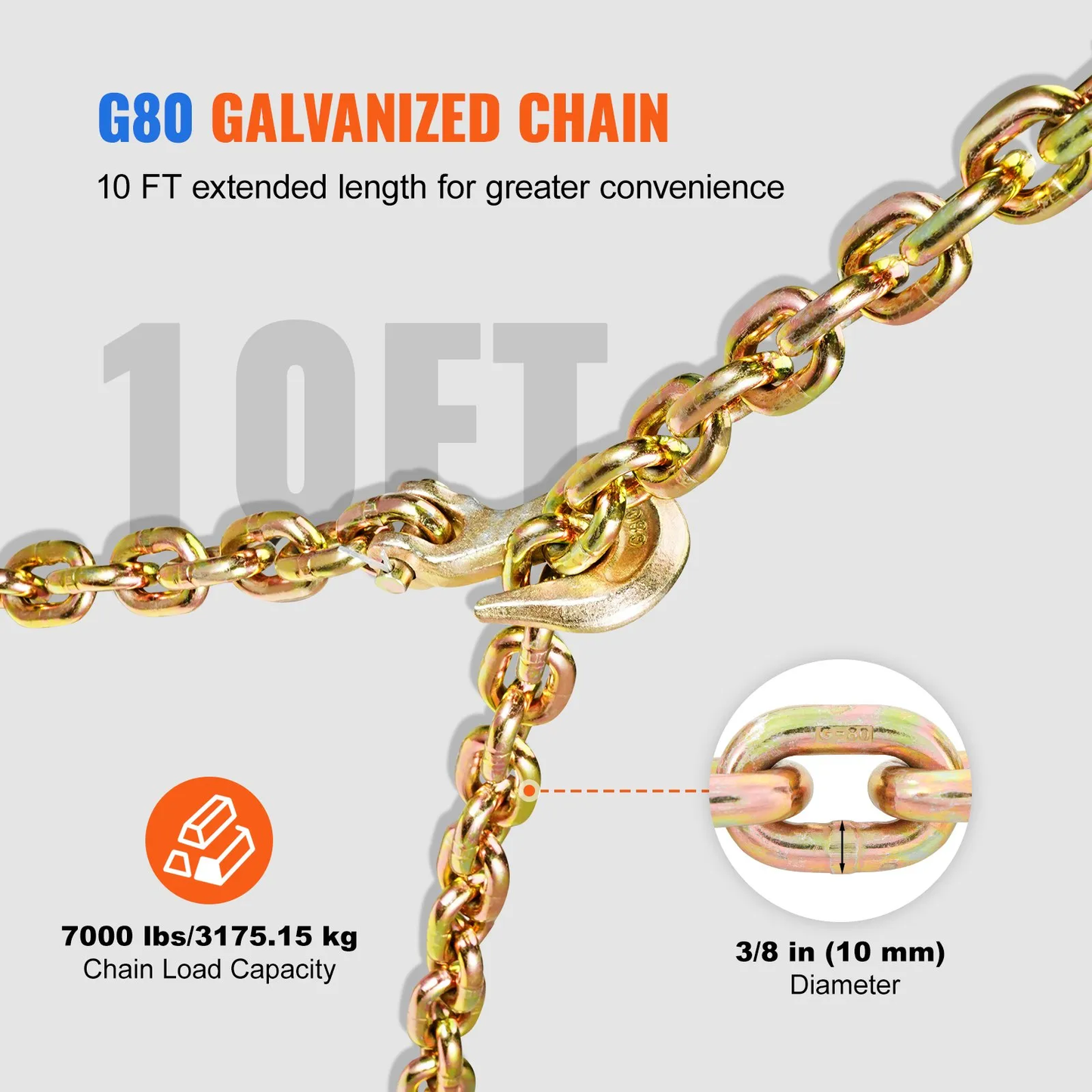 OPenBox VEVOR Chain and Binder Kit, 3/8"-1/2" Ratchet Load Binders 9200 lbs (Only 1 Binder),-$80