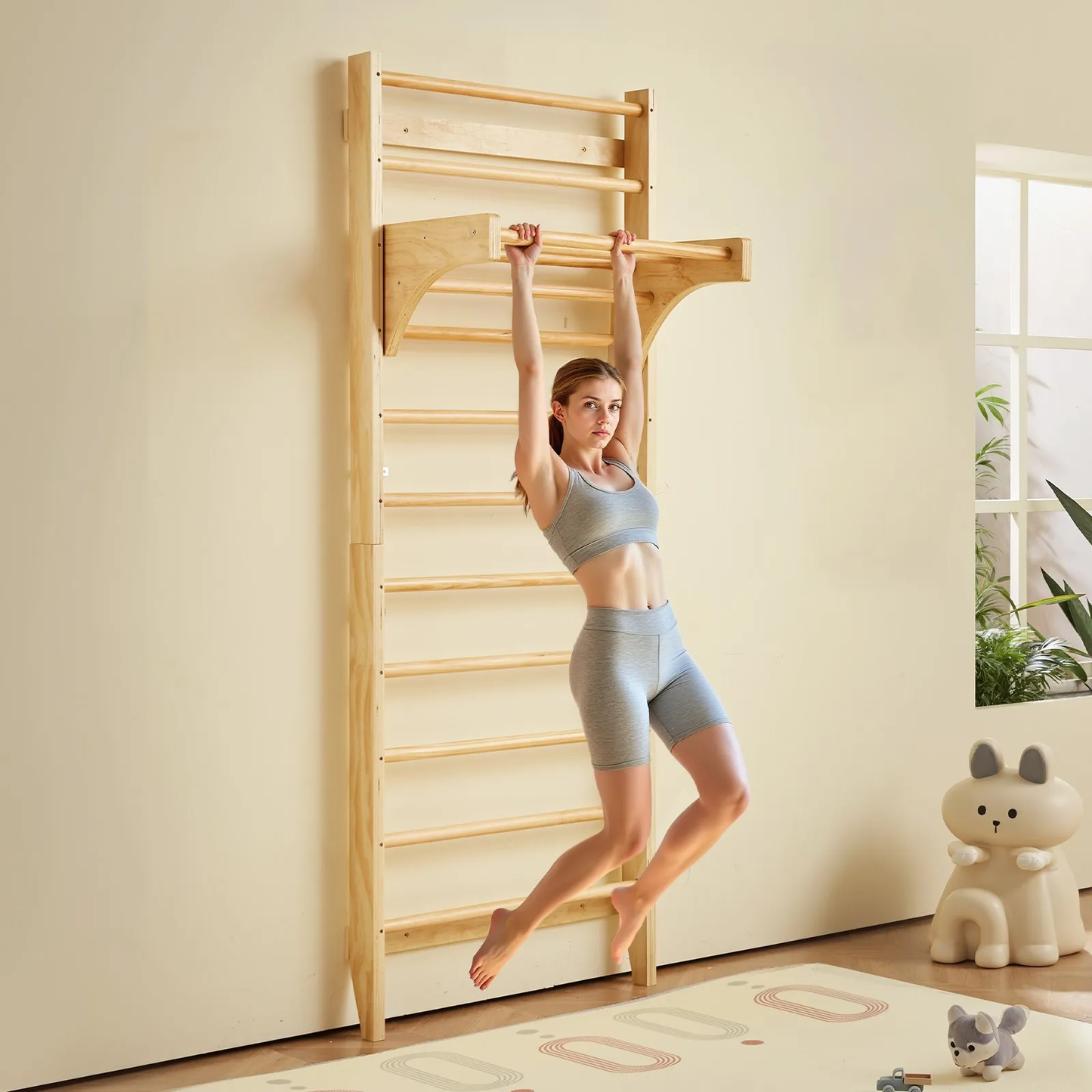 VEVOR Swedish Ladder Wall Gym, 10-Level Solid Wood Indoor Jungle Gym, 220lbs Loading Indoor,-$110