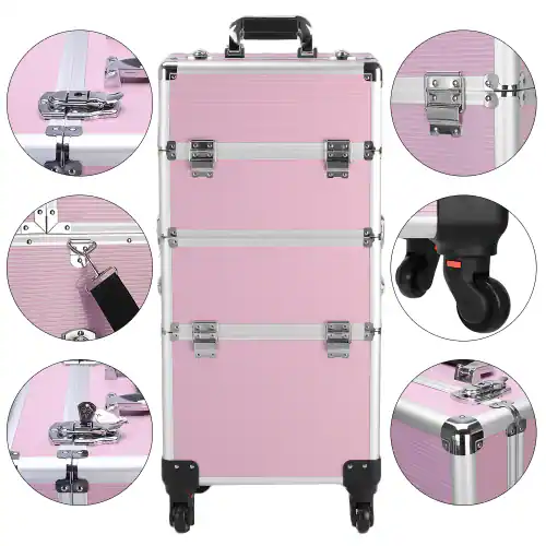 BNIB-Winado - 3 in 1 Makeup Case Rolling Trolley Cosmetic Travel Organizer with Key Wheels Suitcase,-$80