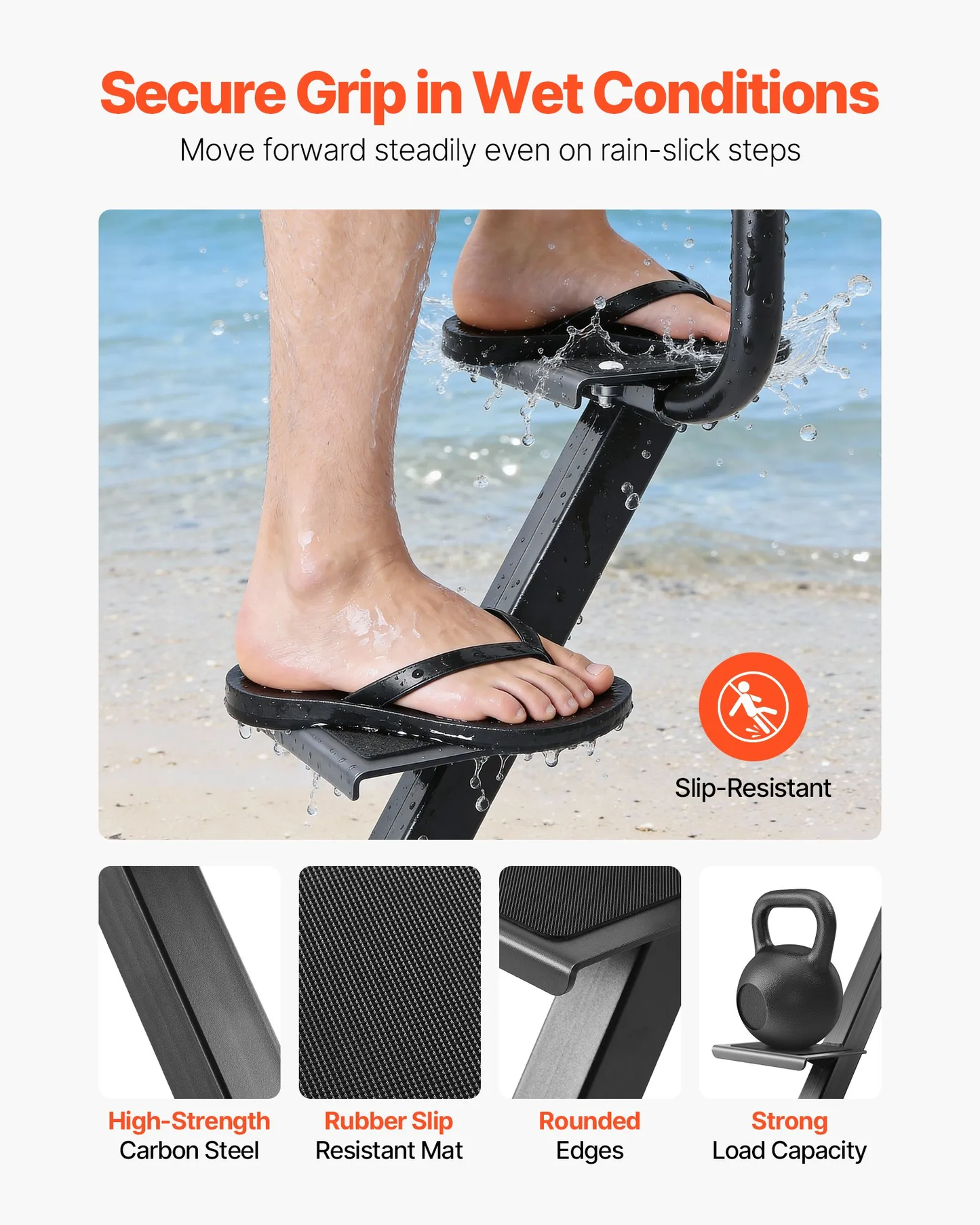 VEVOR Boat Trailer Steps, 3-Step, Heavy-Duty Boat Trailer Steps with Handle, Non-Slip Surface,-$75