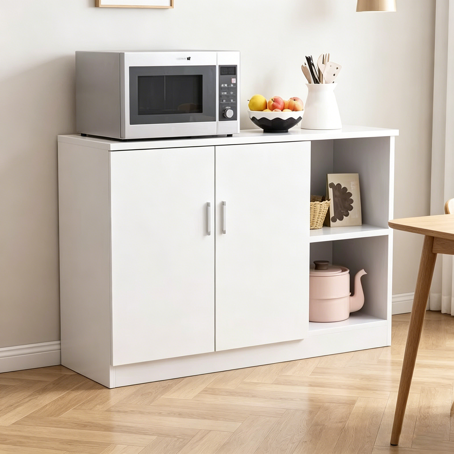 Brand New Assemble2-Door 2-Compartment Sideboard Cabinet, Wall-Mounted Storage Cabinet, White,-$100