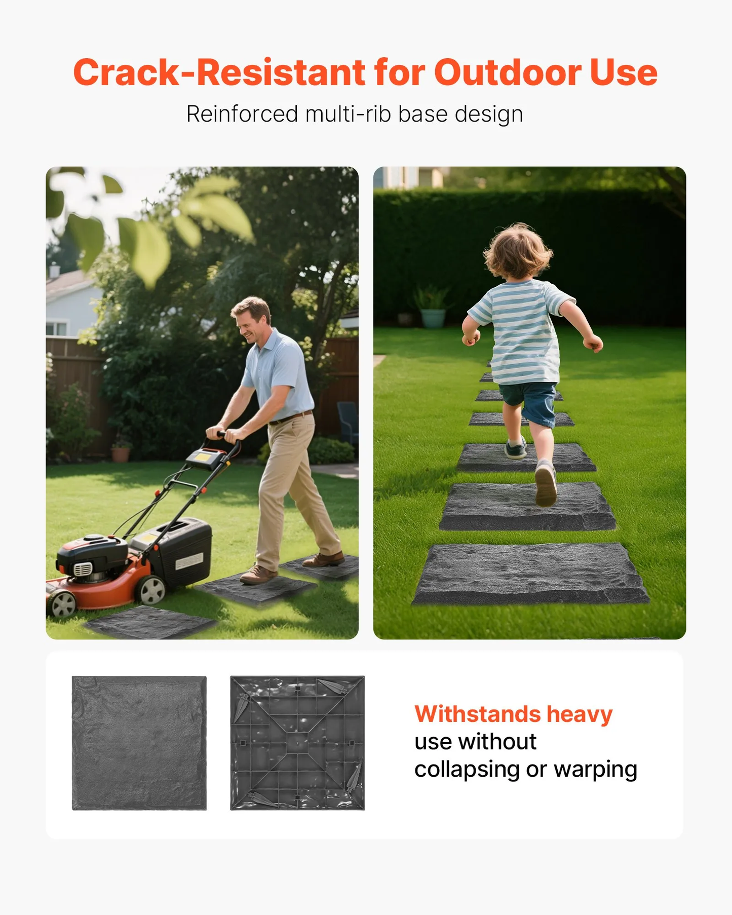 VEVOR Garden Stepping Stones, 4Pcs 15.5 x 15.5 in, Decorative Stepping Stones with Stakes,Grey,-$25