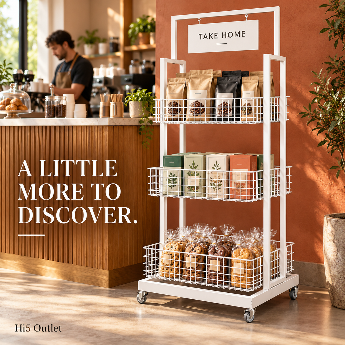 BNIB-4-Way & 3-Tier Storage Rack w/Wheels, Retail Display Racks, Household Storage Organizer