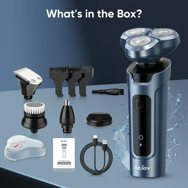 BNIB-Sejoy Men's Electric Shaver Razor, 5 in 1 Grooming Kit,Cordless Rechargeable Waterproof ,-$25