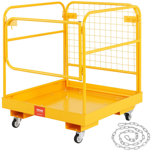 BNIB-VEVOR Forklift Safety Cage, 1200 lbs Load Capacity, 36 x 36 inches Folding Forklift Work Platform,-$220