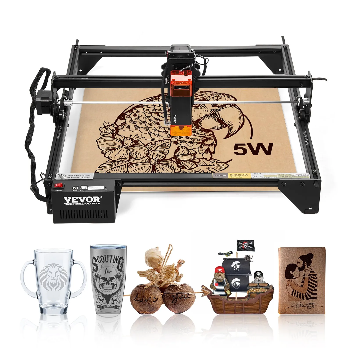 VEVOR Laser Engraver, 5W Output, Laser Engraving Cutter Machine, 14.9 x 15.7 in/38 x 40 cm Working Area,-$180