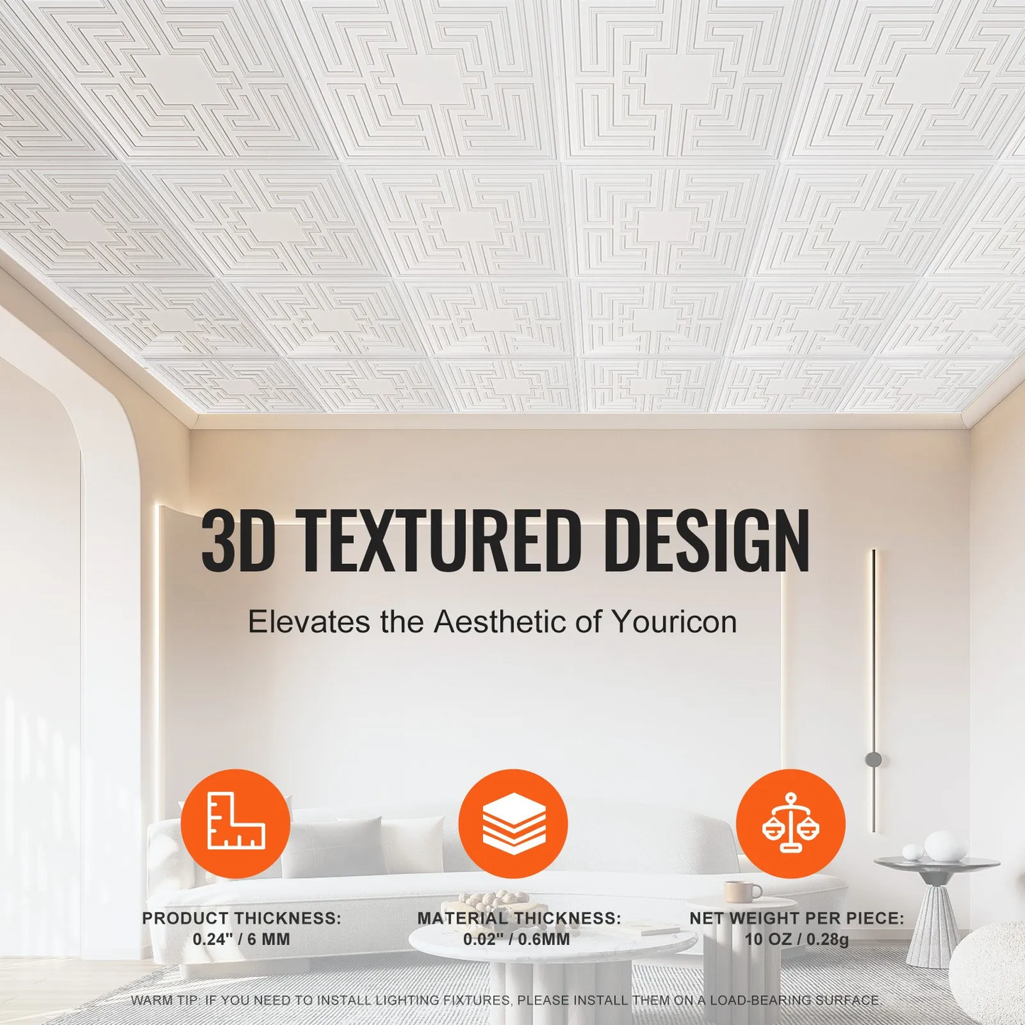 VEVOR Ceiling Tiles, 12-Pack 24 x 24 in, Drop Ceiling Tiles Premium PVC Sheet, Easy Installation/ Cutting,-$45