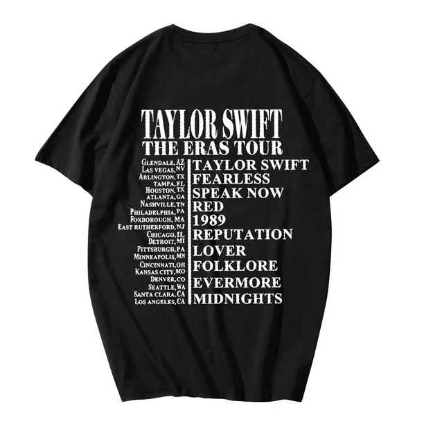 Brand new Taylor Eras Tour Inspired T-Shirt–Women's Graphic Music Tee (Black, M),-$5
