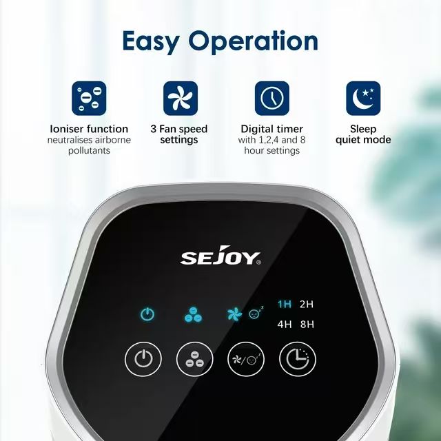 BNIB-Sejoy Air Purifier True HEPA Filter, 99.9% Removal, 3 Speeds and Timer, up to 200 SQ. ft,-$25
