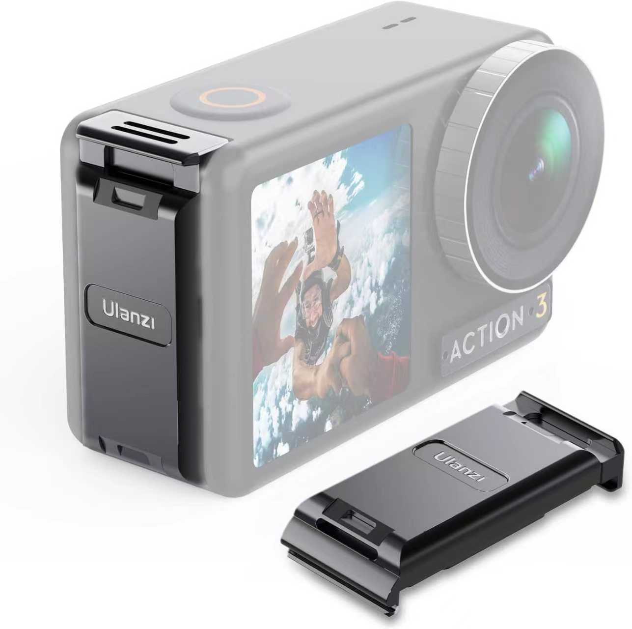 BNIB-ULANZI Battery Door Cover for DJI Action 3 & 4- ULANZI OA-16 Metal Battery Door, Vlog Accessory,-$25