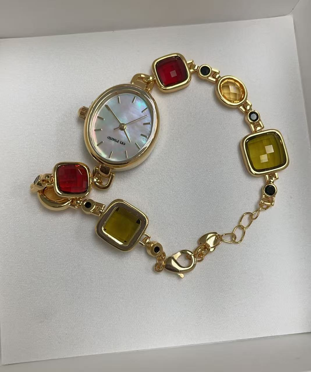 BNIB-Multicolor Harmonic Hour Bracelet Watch – Rhodium-Plated Silver-Tone, Mother of Pearl Dial