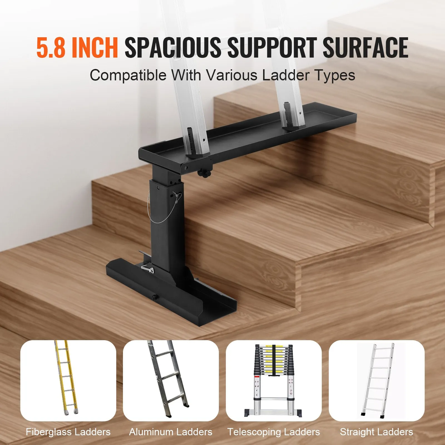 VEVOR Ladder Levler, 23.4 L x 11.4-18 in H Support Surface, Steel Ladder Leveling Tool,-$45