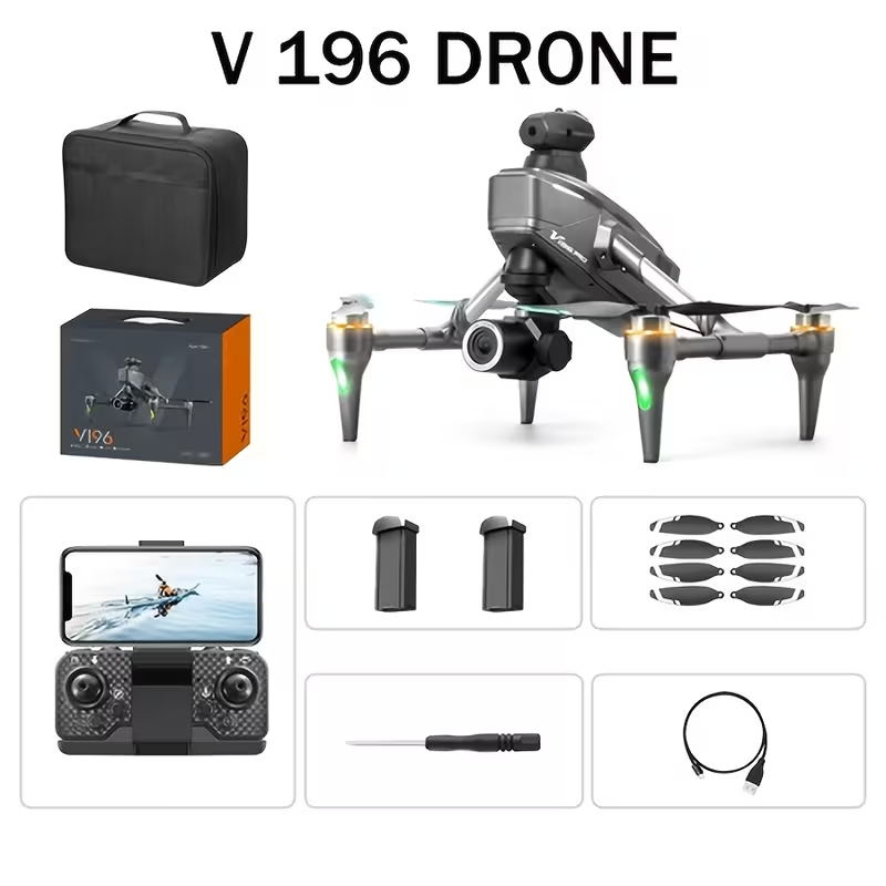 BNIB-V196 GPS Drone with 1080P HD Camera, Two Batteries,featuring One-Key Takeoff/Landing,-$90