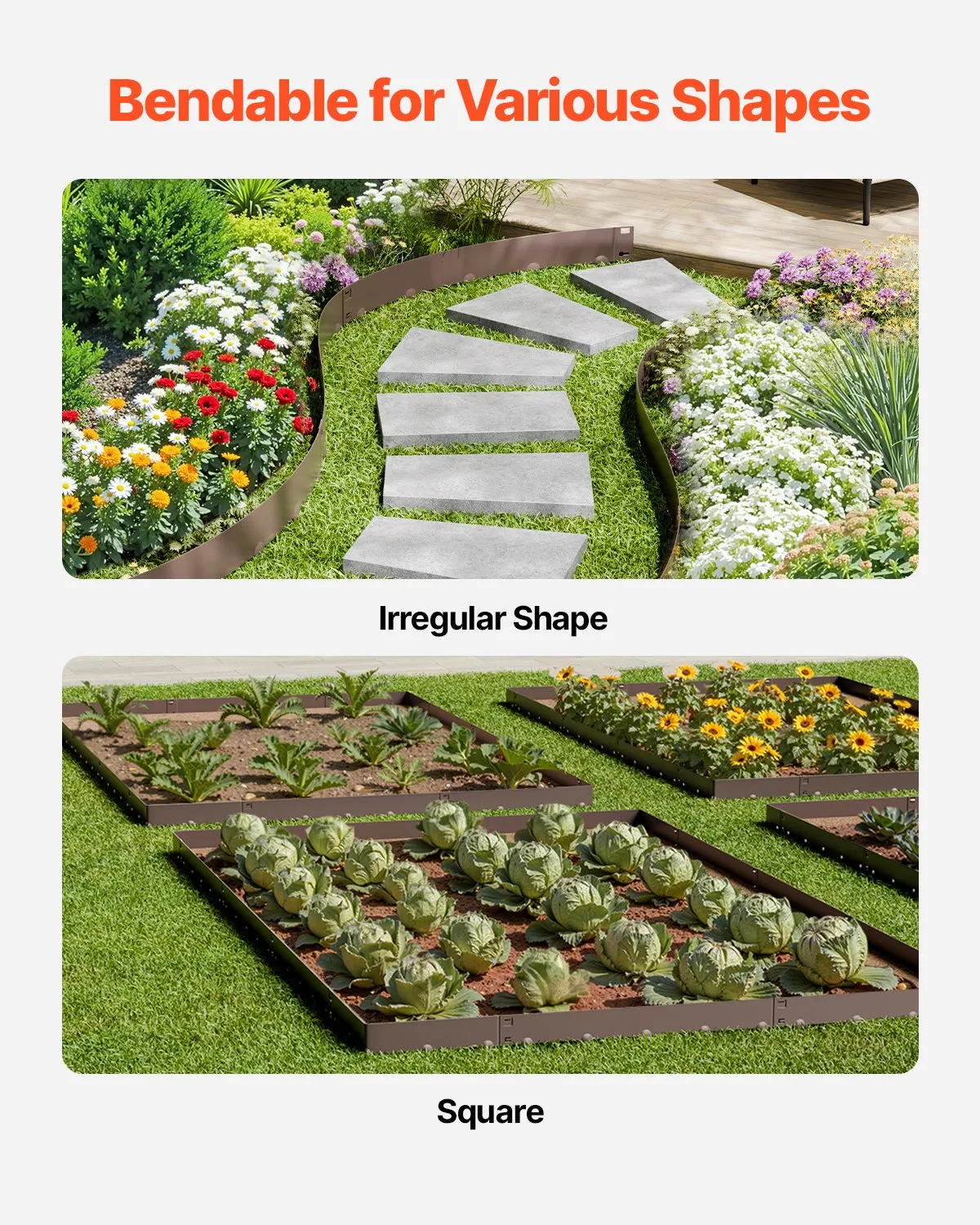 VEVOR Steel Landscape Edging, 5 Packs 39 x 3 in Rust-Resistant Metal Landscape Edging,-$25