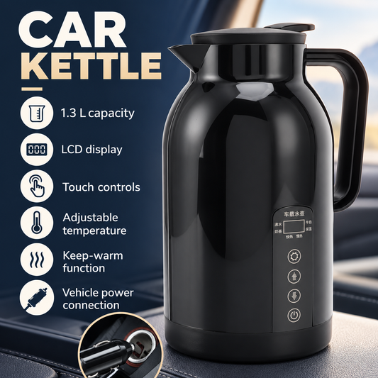 Brand new 1300ML Car Kettle Boiler with 12V Socket Plug, Portable Electric Kettle, Stainless Steel, -$45