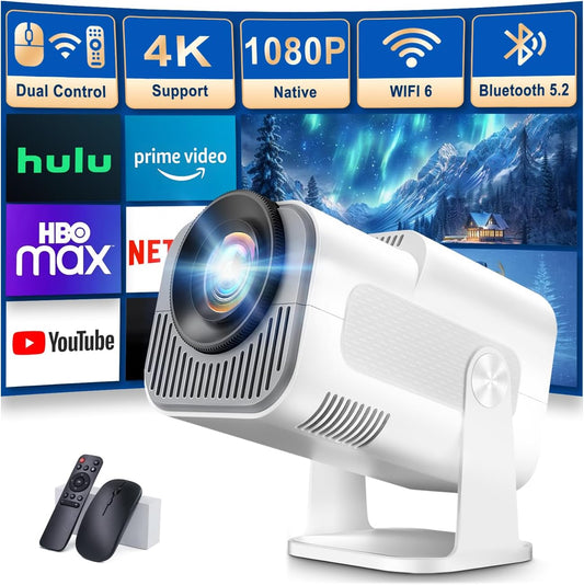 BNIB-[Built-in App] Mini Projector 1080P Full HD, 4K Projector with 180° Rotation, Portable Projector