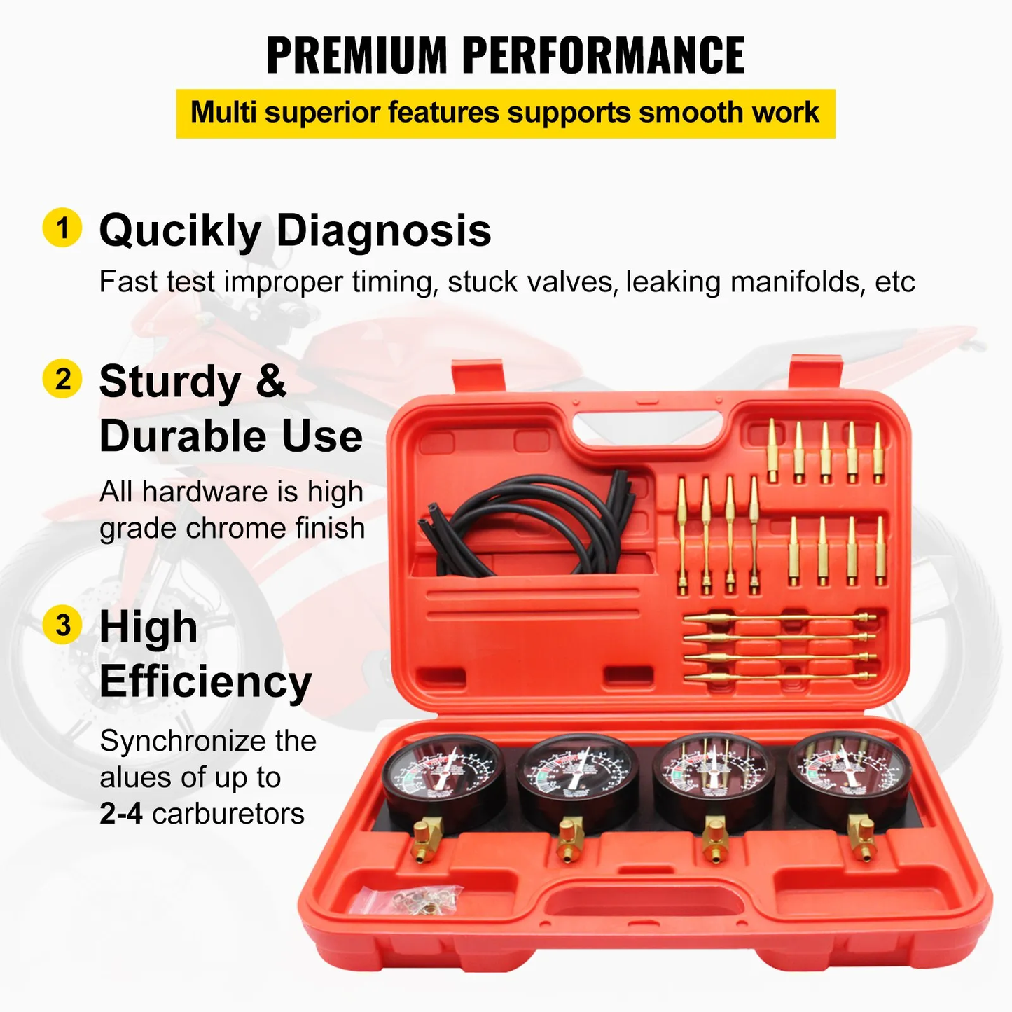 VEVOR Fuel Vacuum Carburetor Synchronize Tool Kit Fuel Vacuum Carburetor Synchronizer,-$45