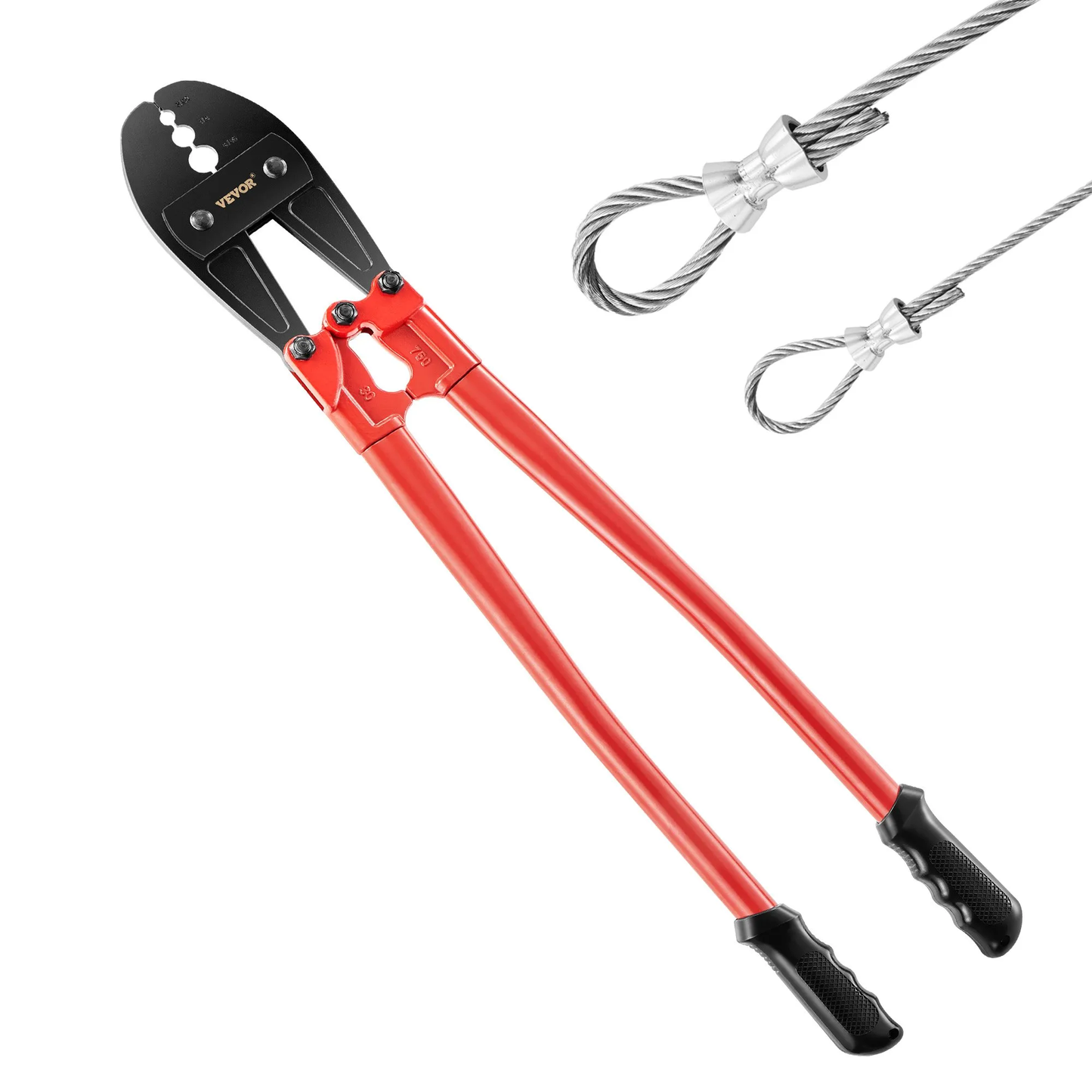VEVOR 30 Inch Hand Swager Crimper 3 Cavity 5/32 1/4 5/16inch Swaging Tool for Copper Aluminum Oval Sleeves