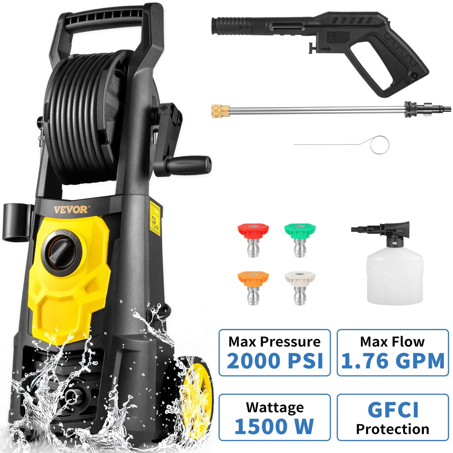 Open Box, 90% new VEVOR Electric Pressure Washer, 2000 PSI, Max. 1.76 GPM Power Washer,-$90