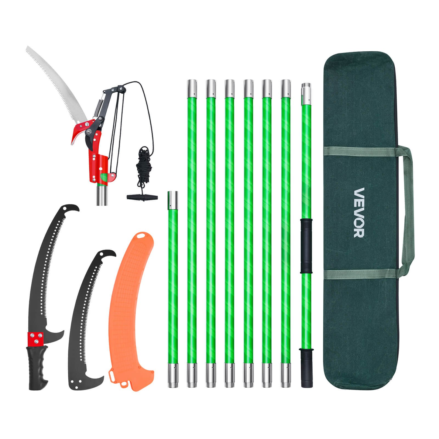 VEVOR Manual Pole Saw, 3.87-27 ft Extendable Pole Tree Pruner with Scissors, Sharp 65Mn Steel Blade,-$60