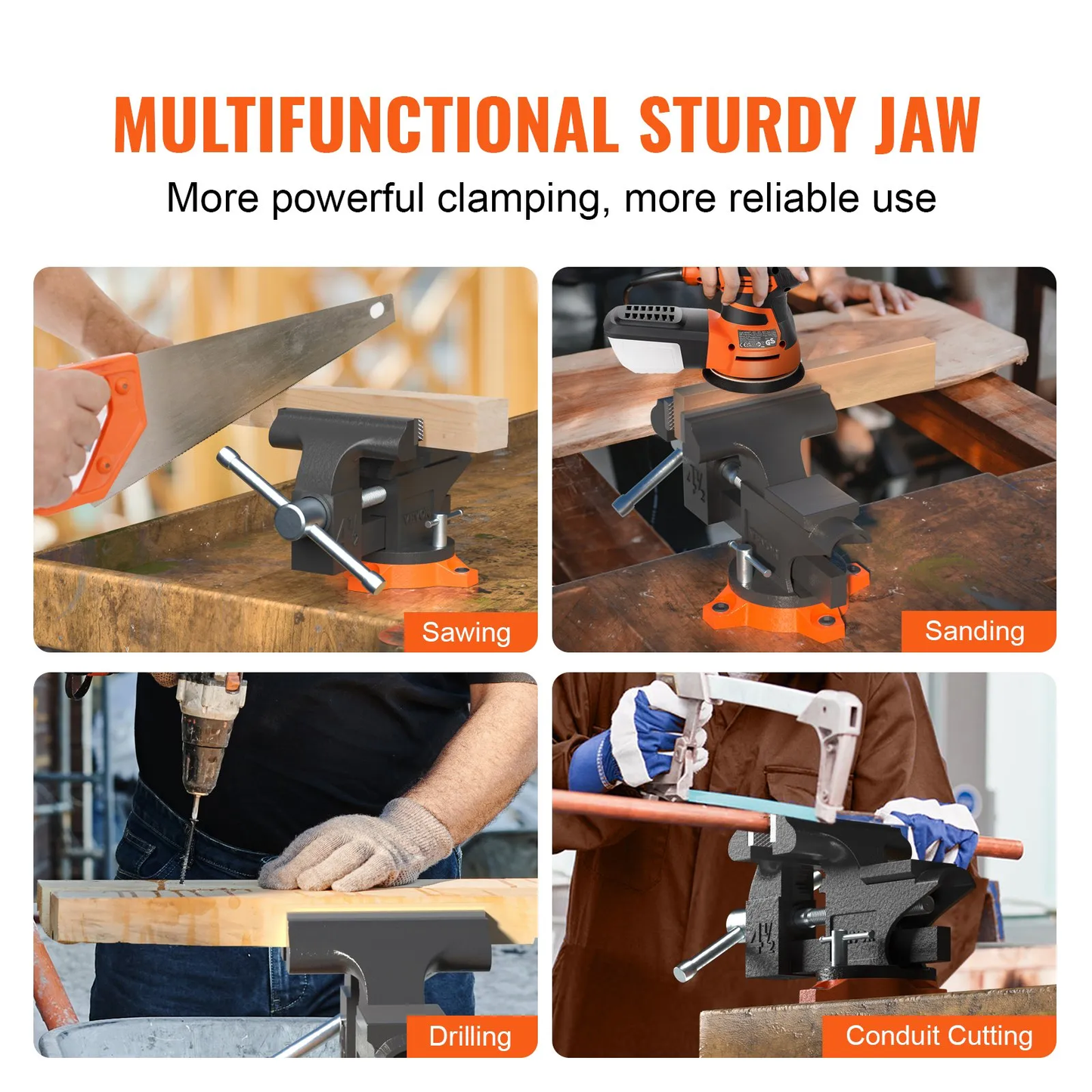 VEVOR Bench Vise, 4.5-inch Jaw Width 3.3-inch Jaw Opening , 240-Degree Swivel Locking Base,-$30