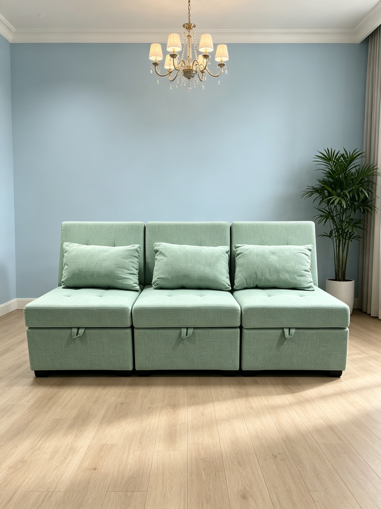 Brand New Assemble POVISON Chair Bed Sleeper, 3-in-1 Convertible Sofa Chair W/ Adj(Light Green),-$750/Set