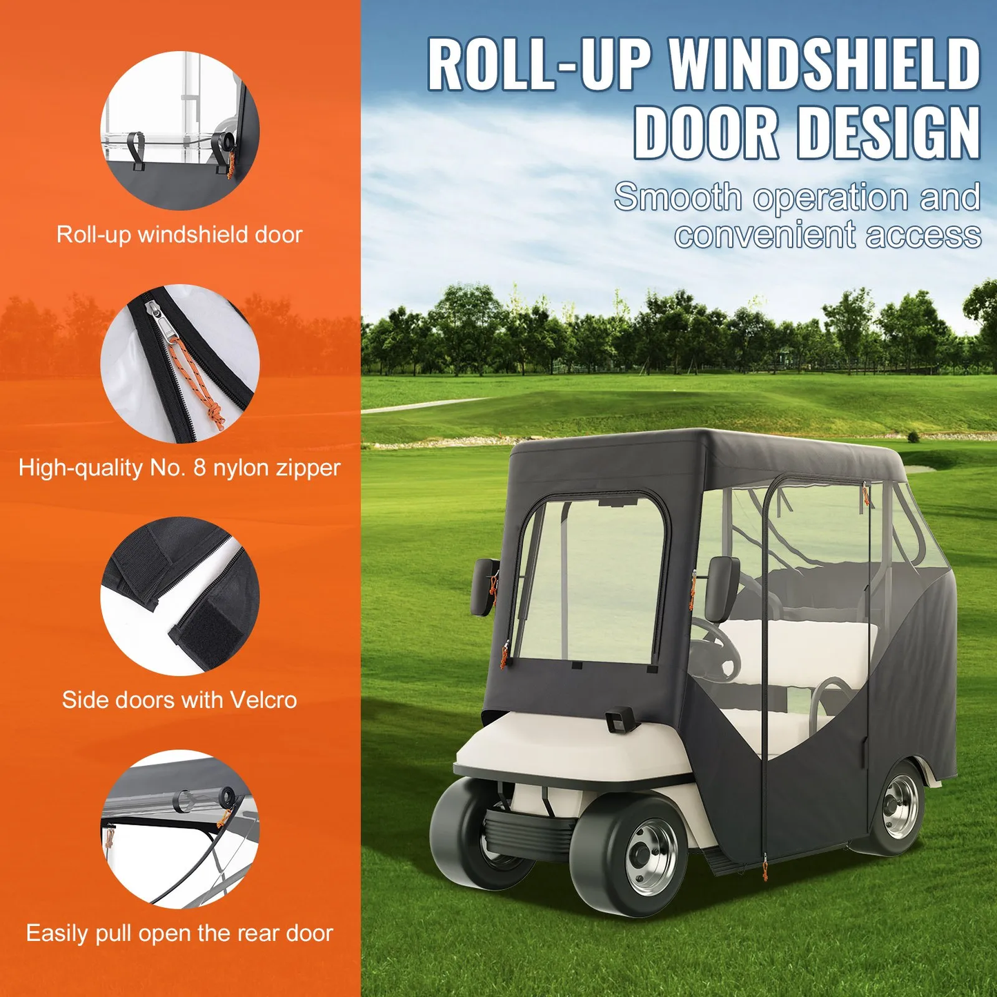 VEVOR Golf Cart Enclosure, Polyester Driving Enclosure, Club Car Covers Suitable for 2-Seater Golf Carts,-$65