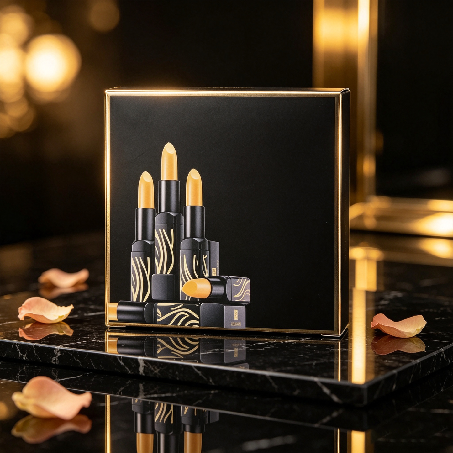 BNIB-6-in-1 Lip Care Lipstick Set, Gold Black Matte Lip Balm Kit for Daily Lip Nourishing and Smooth Lip Color,-$5