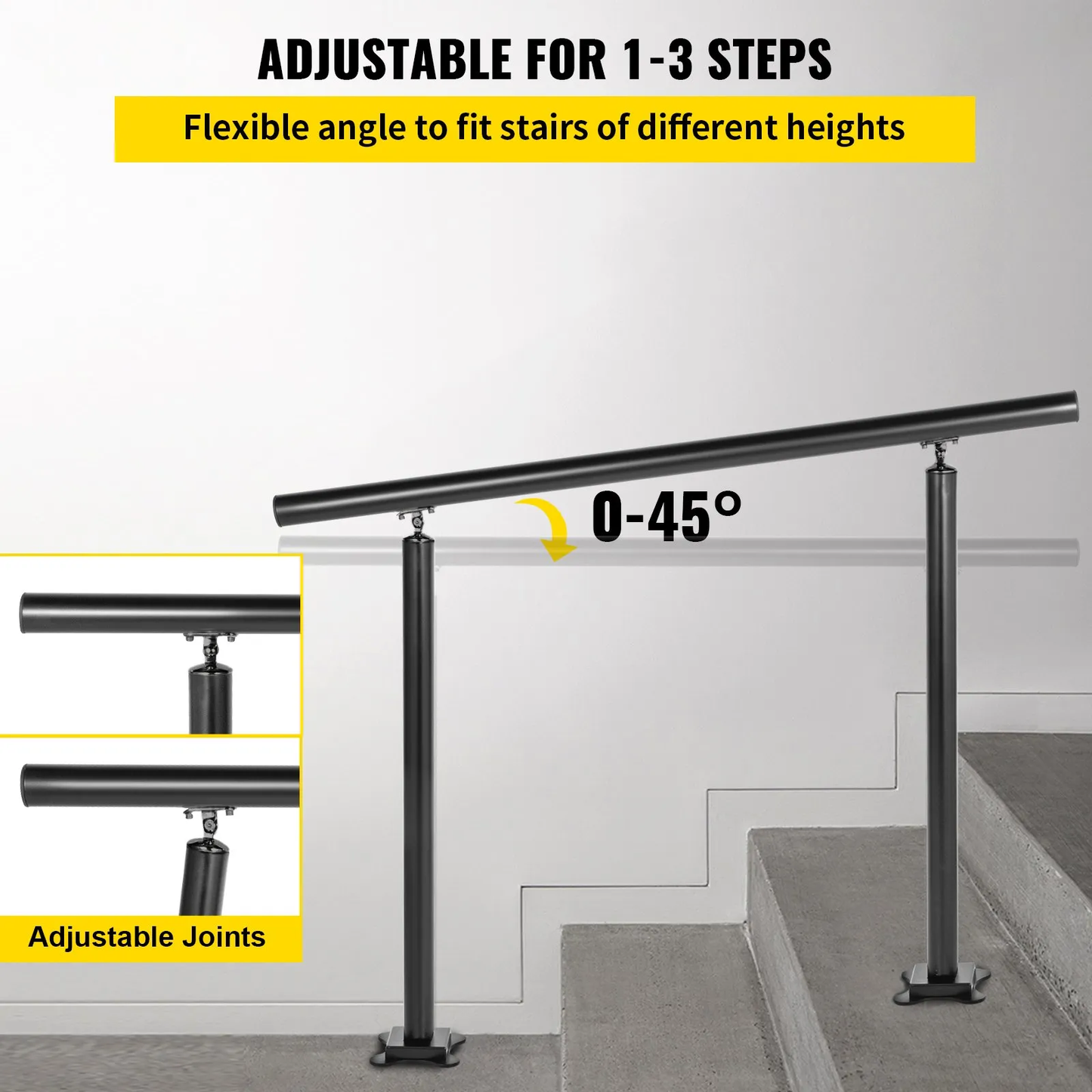 VEVOR Handrail Outdoor Stairs, 3ft, 34 Inch Outdoor Handrail, Outdoor Stair Railing Adj from 0 to 60 Degrees,-$45