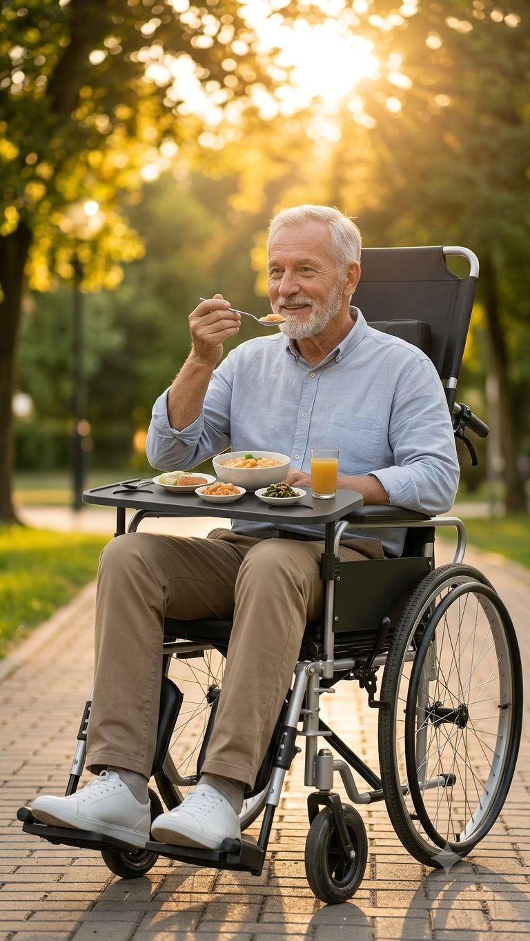 Brand new Reclining Foldable Manual Mobility Chair with Dining Table & Elevating Leg Rests for Seniors,-$300