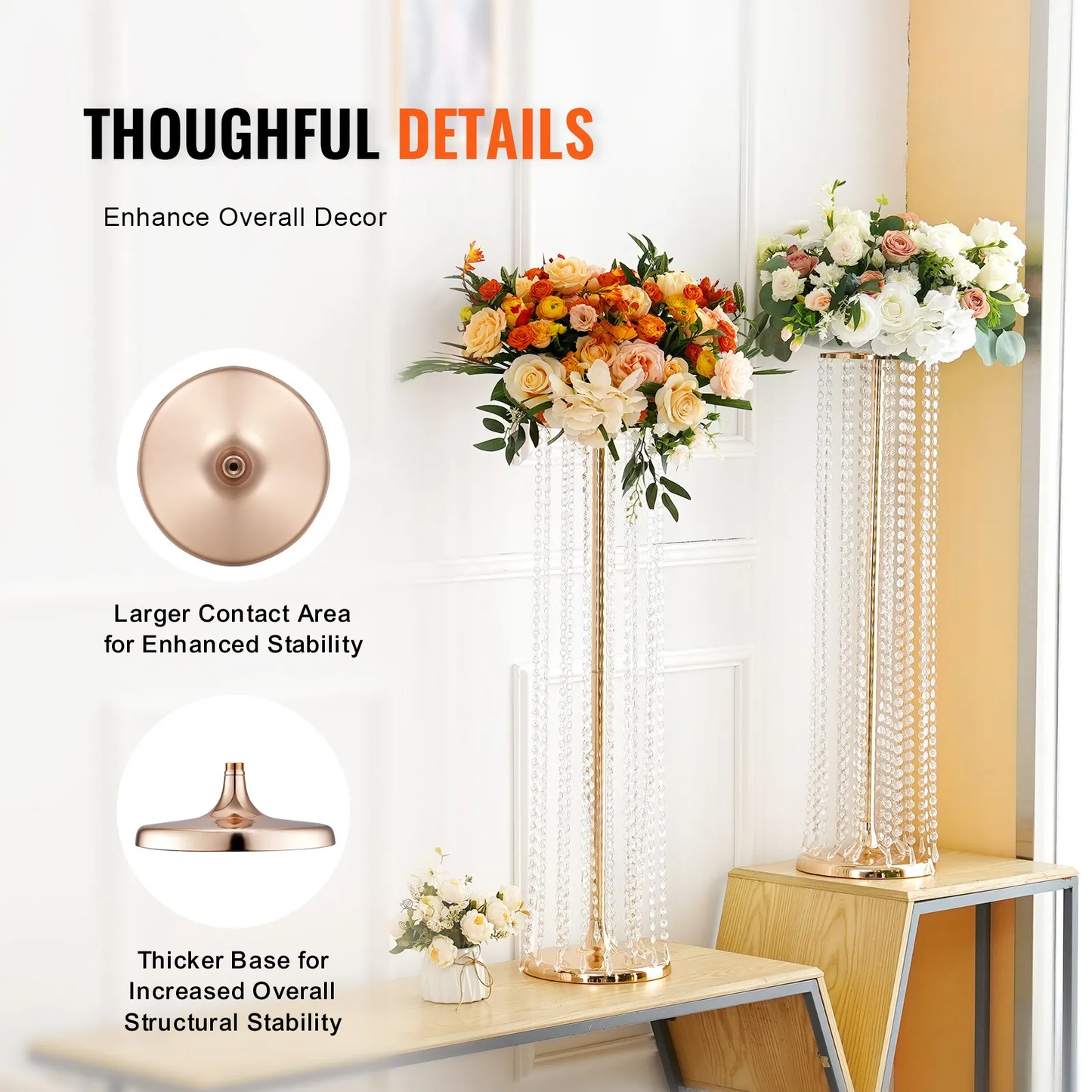 VEVOR 10PCS 35.43inch /90cm Tall Crystal Wedding Flowers Stand, Luxurious Centerpieces,-$130